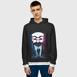 Толстовка-худи мужская Mr Robot: Anonymous, цвет: 3D-белый — фото 2