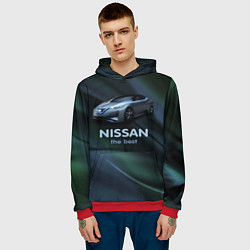 Толстовка-худи мужская Nissan the best, цвет: 3D-красный — фото 2