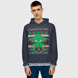 Толстовка-худи мужская Новогодний свитер Ктулху, цвет: 3D-меланж — фото 2