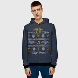 Толстовка-худи мужская Новогодний свитер Чужой, цвет: 3D-черный — фото 2