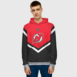 Толстовка-худи мужская NHL: New Jersey Devils, цвет: 3D-меланж — фото 2