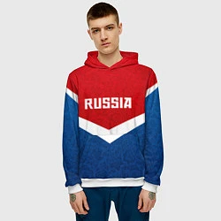 Толстовка-худи мужская Russia Team, цвет: 3D-белый — фото 2