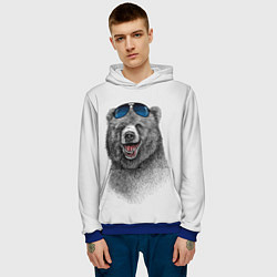 Толстовка-худи мужская Счастливый медведь, цвет: 3D-синий — фото 2