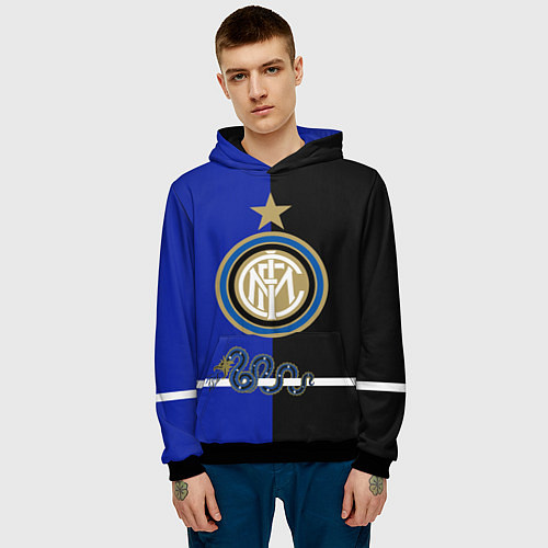Мужская толстовка Интер ФК - Милан / 3D-Черный – фото 3