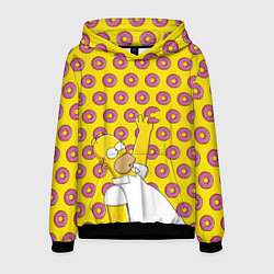 Толстовка-худи мужская Пончики Гомера Симпсона, цвет: 3D-черный