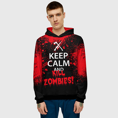 Мужская толстовка Keep Calm & Kill Zombies / 3D-Черный – фото 3