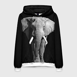 Толстовка-худи мужская Старый слон, цвет: 3D-белый