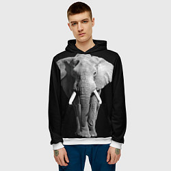 Толстовка-худи мужская Старый слон, цвет: 3D-белый — фото 2
