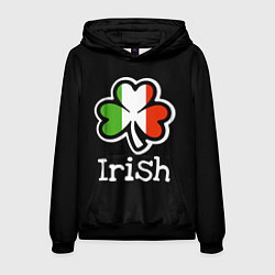 Толстовка-худи мужская Irish - tricolor clover, цвет: 3D-черный
