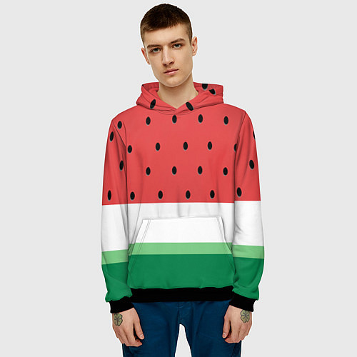 Мужская толстовка Сочный арбуз / 3D-Черный – фото 3
