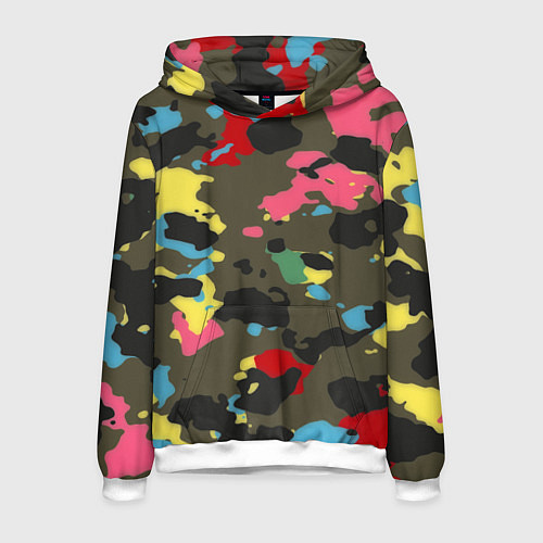 Мужская толстовка Цветной камуфляж / 3D-Белый – фото 1