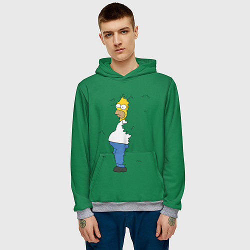 Мужская толстовка Гомер в кустах / 3D-Меланж – фото 3