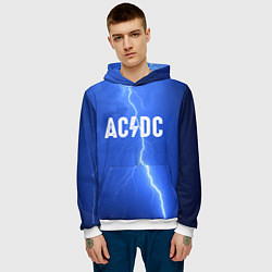 Толстовка-худи мужская AC/DC: Lightning, цвет: 3D-белый — фото 2