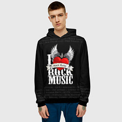 Толстовка-худи мужская I Love Rock Music, цвет: 3D-черный — фото 2