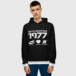 Толстовка-худи мужская Дата выпуска 1977, цвет: 3D-белый — фото 2