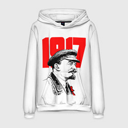 Толстовка-худи мужская Ленин 1917, цвет: 3D-белый