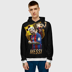 Толстовка-худи мужская Messi Star, цвет: 3D-белый — фото 2