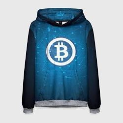 Толстовка-худи мужская Bitcoin Blue, цвет: 3D-меланж