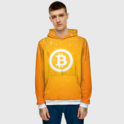Толстовка-худи мужская Bitcoin Orange, цвет: 3D-белый — фото 2