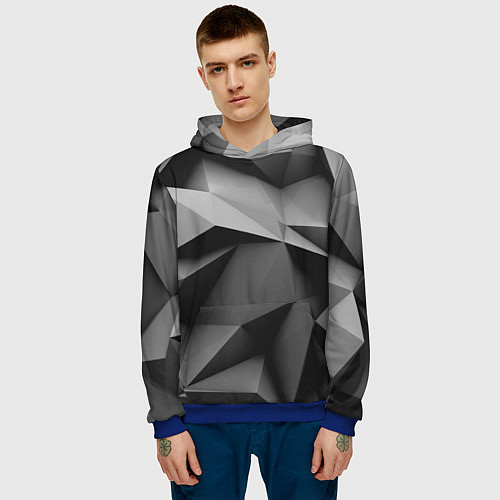 Мужская толстовка Gray abstraction / 3D-Синий – фото 3