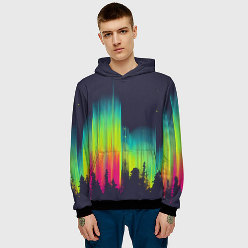 Мужская толстовка Северное сияние / 3D-Черный – фото 3