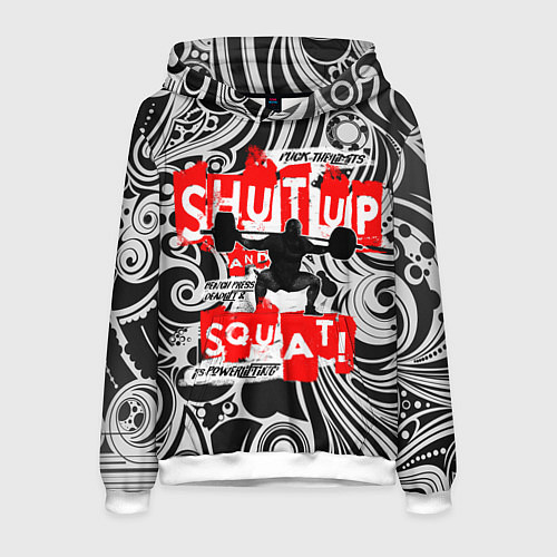 Мужская толстовка Shut up & squat / 3D-Белый – фото 1