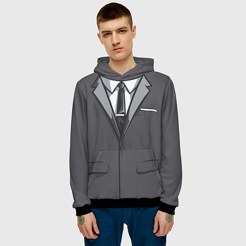 Мужская толстовка Костюм / 3D-Черный – фото 3