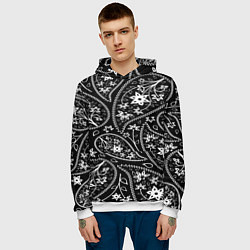 Толстовка-худи мужская Black cucumber pattern, цвет: 3D-белый — фото 2