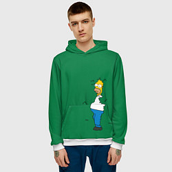 Толстовка-худи мужская Гомер в кустах, цвет: 3D-белый — фото 2