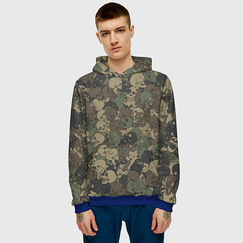 Мужская толстовка Камуфляж с черепами / 3D-Синий – фото 3