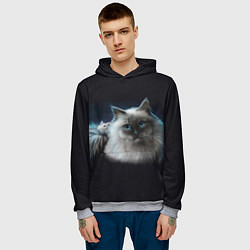 Толстовка-худи мужская Кошка и мышка, цвет: 3D-меланж — фото 2