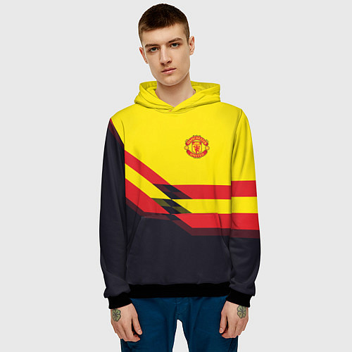 Мужская толстовка Man United FC: Yellow style / 3D-Черный – фото 3