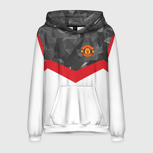 Мужская толстовка Man United FC: Grey Polygons / 3D-Белый – фото 1