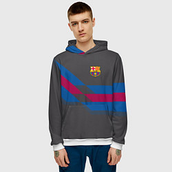 Толстовка-худи мужская Barcelona FC: Dark style, цвет: 3D-белый — фото 2