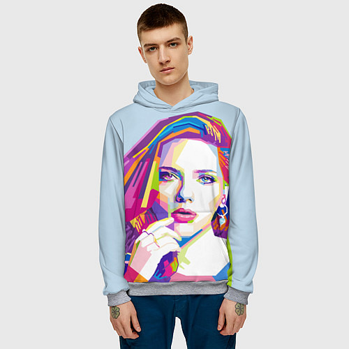 Мужская толстовка Scarlett Johansson / 3D-Меланж – фото 3