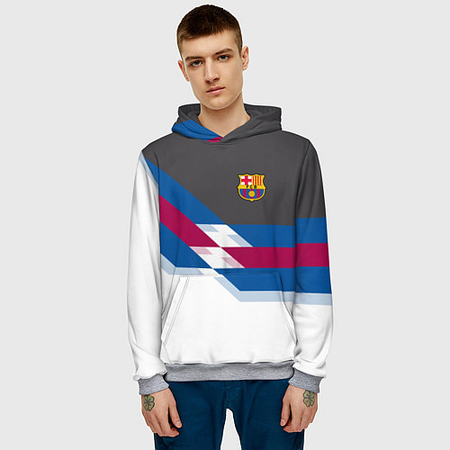 Мужская толстовка Barcelona FC: White style / 3D-Меланж – фото 3