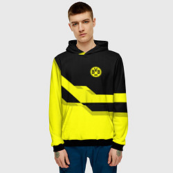 Толстовка-худи мужская BVB FC: Yellow style, цвет: 3D-черный — фото 2