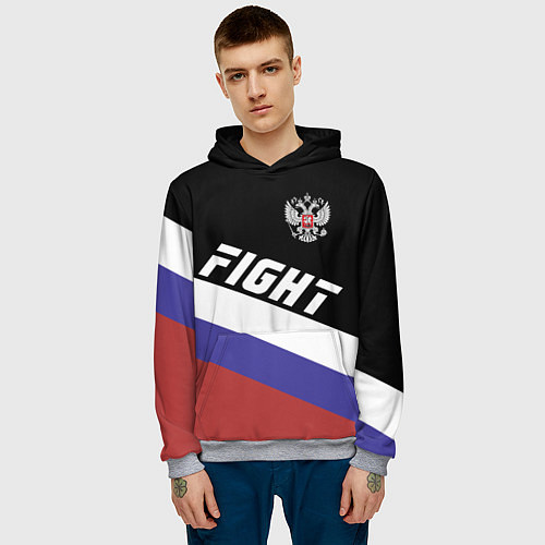 Мужская толстовка Fight Russia / 3D-Меланж – фото 3