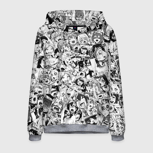 Мужская толстовка Ahegao: Black & White / 3D-Меланж – фото 1