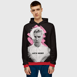 Толстовка-худи мужская Justin Bieber: Pink Splash, цвет: 3D-красный — фото 2