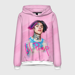 Толстовка-худи мужская Lil Peep: Pink Style, цвет: 3D-белый