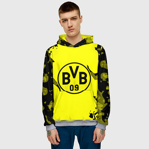 Мужская толстовка FC Borussia Dortmund: Yellow & Black / 3D-Меланж – фото 3