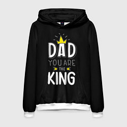 Толстовка-худи мужская Dad you are the King, цвет: 3D-белый