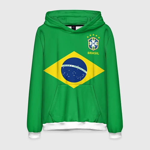 Мужская толстовка Сборная Бразилии: зеленая / 3D-Белый – фото 1