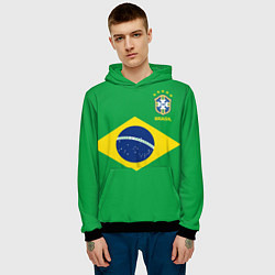 Толстовка-худи мужская Сборная Бразилии: зеленая, цвет: 3D-черный — фото 2