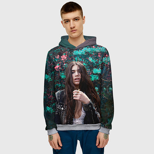 Мужская толстовка Dua Lipa: Floral / 3D-Меланж – фото 3