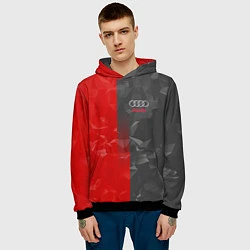 Толстовка-худи мужская Audi: Red & Grey poly, цвет: 3D-черный — фото 2