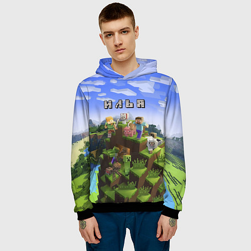 Мужская толстовка Майнкрафт: Илья / 3D-Черный – фото 3