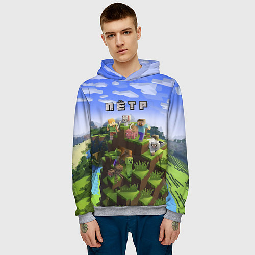 Мужская толстовка Майнкрафт: Пётр / 3D-Меланж – фото 3