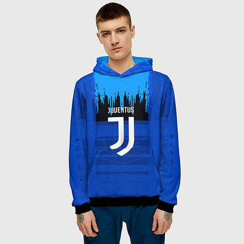 Мужская толстовка FC Juventus: Blue Abstract / 3D-Черный – фото 3